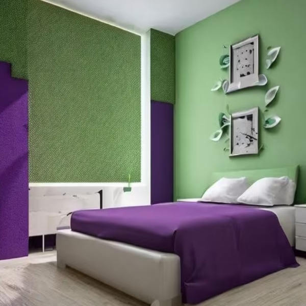 Green Purple Two Colour Combination For Bedroom Walls