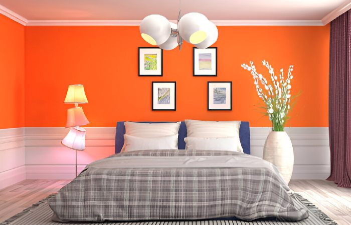 Orange Two Colour Combination For Bedroom Walls