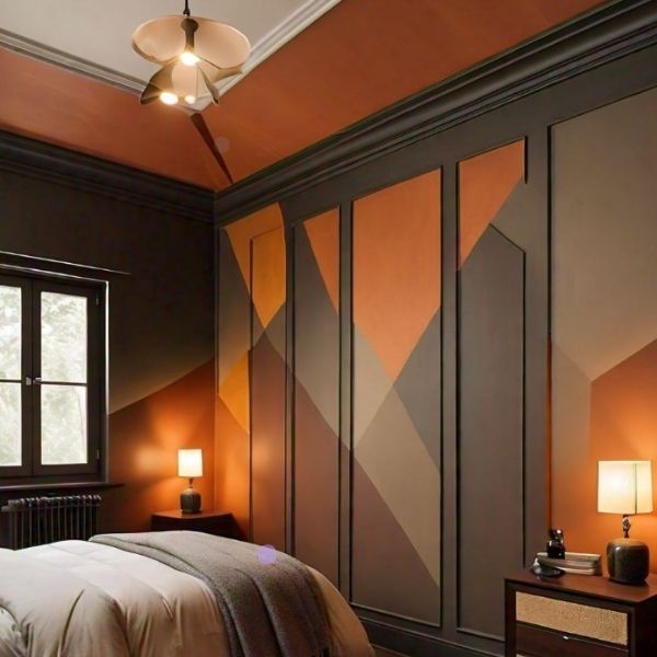 Brown Two Colour Combination For Bedroom Walls