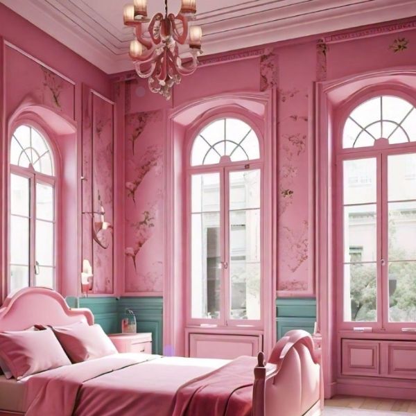 Dual Color Pink Two Colour Combination For Bedroom Walls