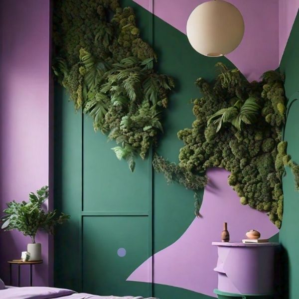 Green Purple Two Colour Combination For Bedroom Walls