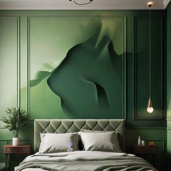 Green Two Colour Combination for Bedroom Walls