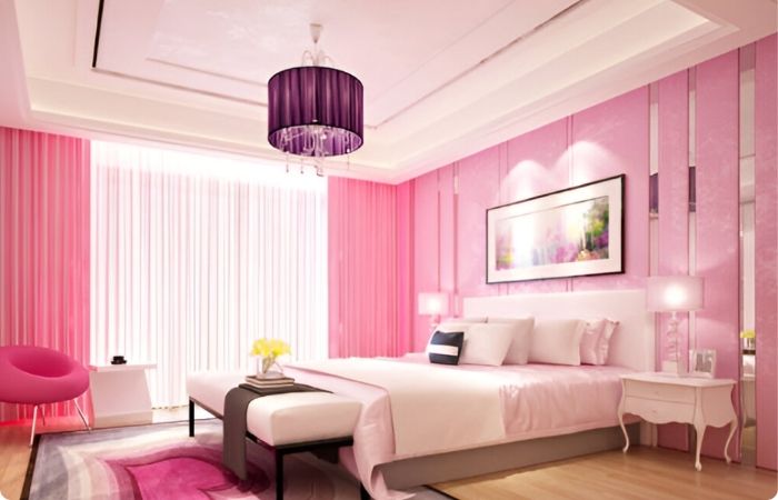 Matching Pink Two Colour Combination For Bedroom Walls