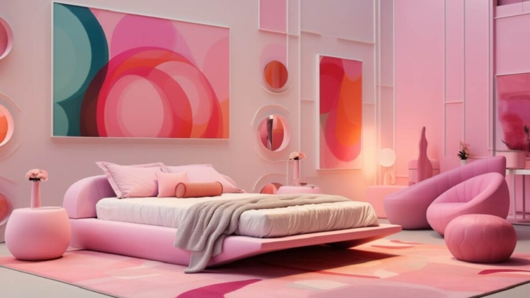 Matching Pink Two Colour Combination for Bedroom Walls