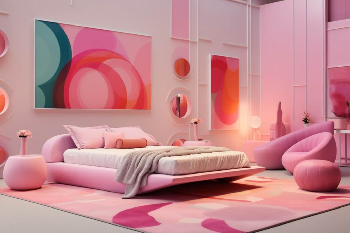 Matching Pink Two Colour Combination for Bedroom Walls