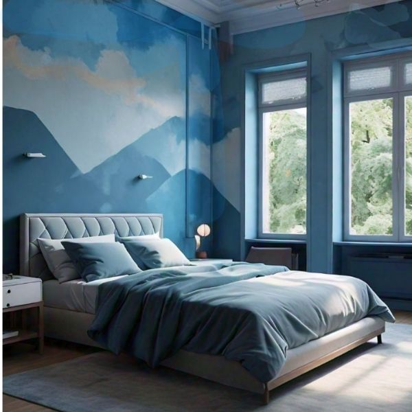 Sky Blue Two Colour Combination For Bedroom Walls