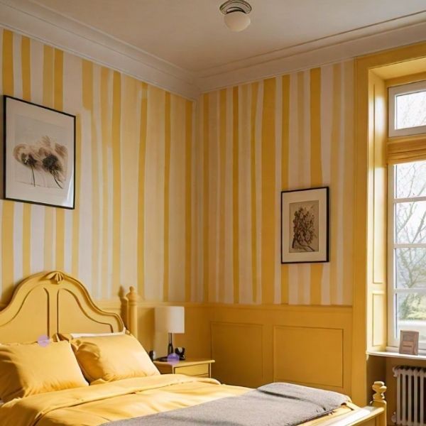 Yellow Two Colour Combination For Bedroom Wall